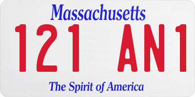 MA license plate 121AN1
