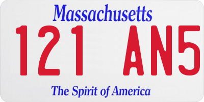 MA license plate 121AN5