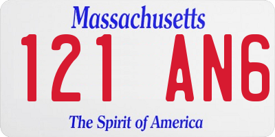 MA license plate 121AN6