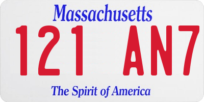 MA license plate 121AN7