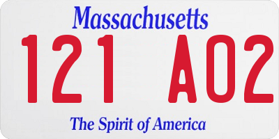 MA license plate 121AO2