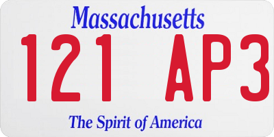 MA license plate 121AP3