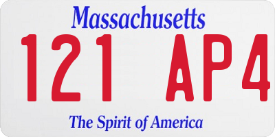 MA license plate 121AP4