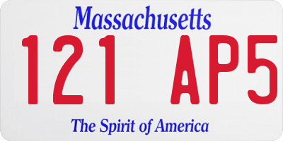 MA license plate 121AP5