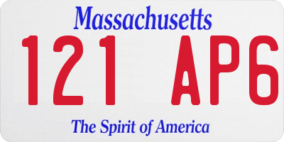 MA license plate 121AP6