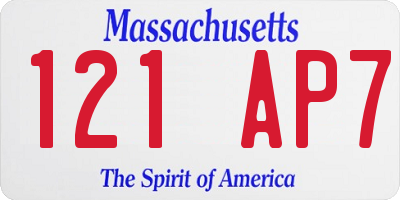 MA license plate 121AP7