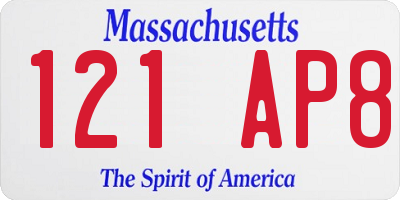 MA license plate 121AP8