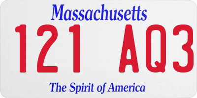 MA license plate 121AQ3