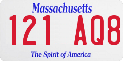 MA license plate 121AQ8