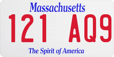 MA license plate 121AQ9