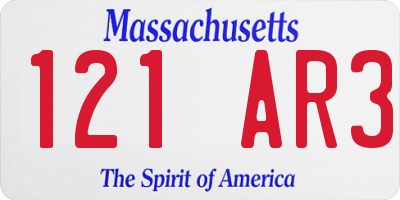 MA license plate 121AR3