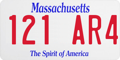 MA license plate 121AR4