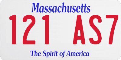 MA license plate 121AS7