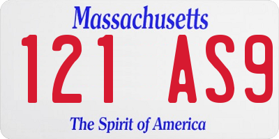 MA license plate 121AS9