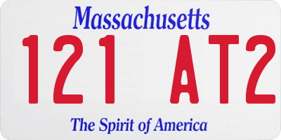 MA license plate 121AT2