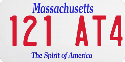 MA license plate 121AT4
