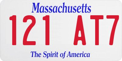 MA license plate 121AT7