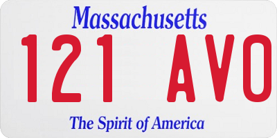 MA license plate 121AV0