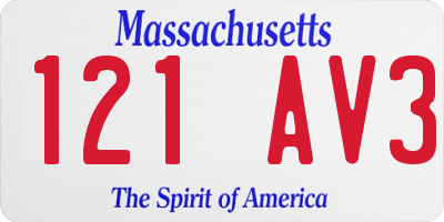 MA license plate 121AV3