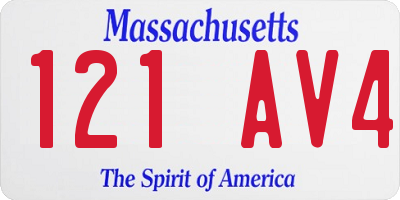 MA license plate 121AV4