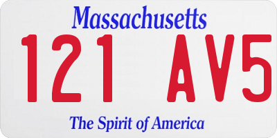 MA license plate 121AV5