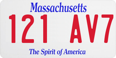 MA license plate 121AV7