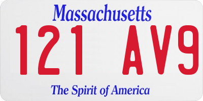 MA license plate 121AV9