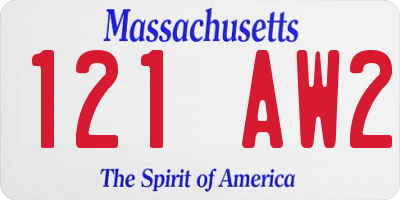 MA license plate 121AW2