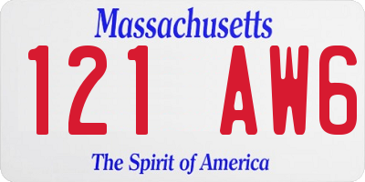 MA license plate 121AW6