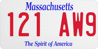 MA license plate 121AW9