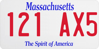 MA license plate 121AX5