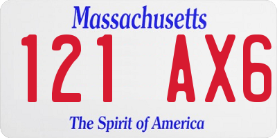 MA license plate 121AX6