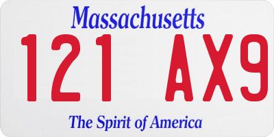 MA license plate 121AX9