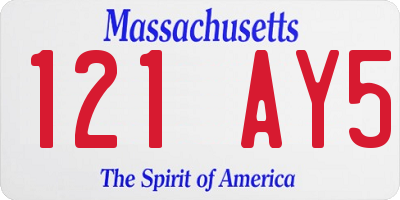 MA license plate 121AY5