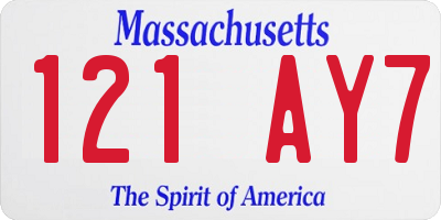 MA license plate 121AY7