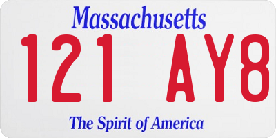 MA license plate 121AY8