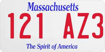 MA license plate 121AZ3