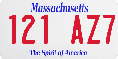 MA license plate 121AZ7