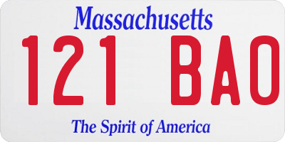 MA license plate 121BA0
