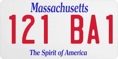 MA license plate 121BA1