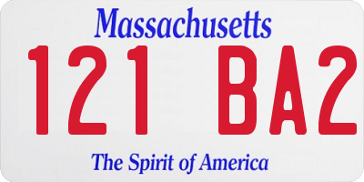 MA license plate 121BA2