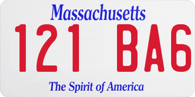 MA license plate 121BA6