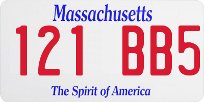 MA license plate 121BB5