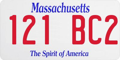 MA license plate 121BC2
