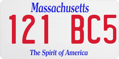 MA license plate 121BC5