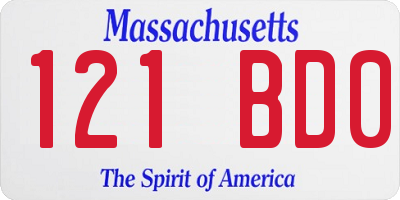 MA license plate 121BD0