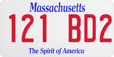 MA license plate 121BD2