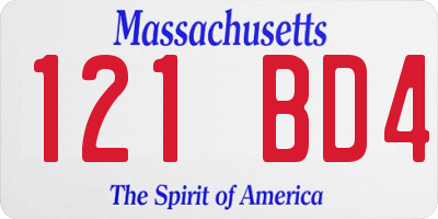 MA license plate 121BD4