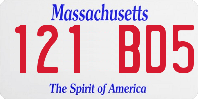 MA license plate 121BD5