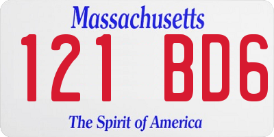 MA license plate 121BD6